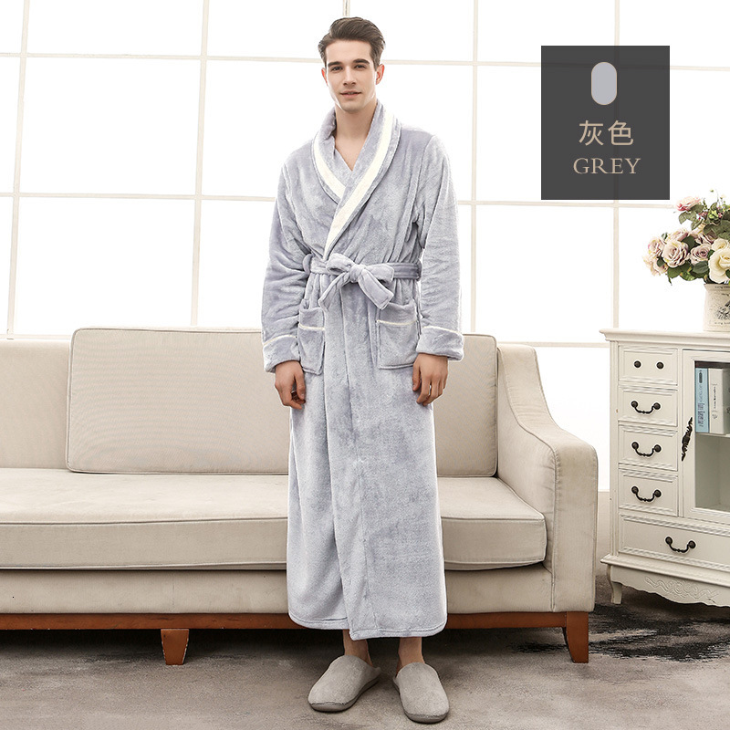 Women's autumn and winter new long plush thick cardigan nightgown Korean version cute rabbit ear bathrobe warm set trendy