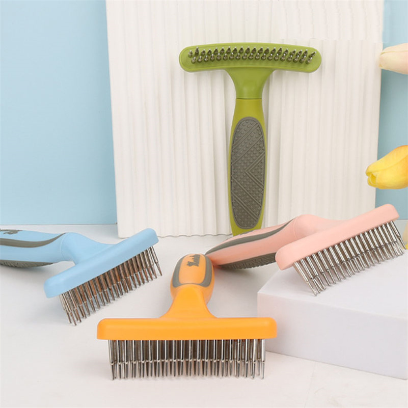 Pet Grooming Comb for Dogs Cats with Long Short Stainless Steel Metal Teeth for Removing Tangles and Knots Dematting Brush to Detangle Matted Hair