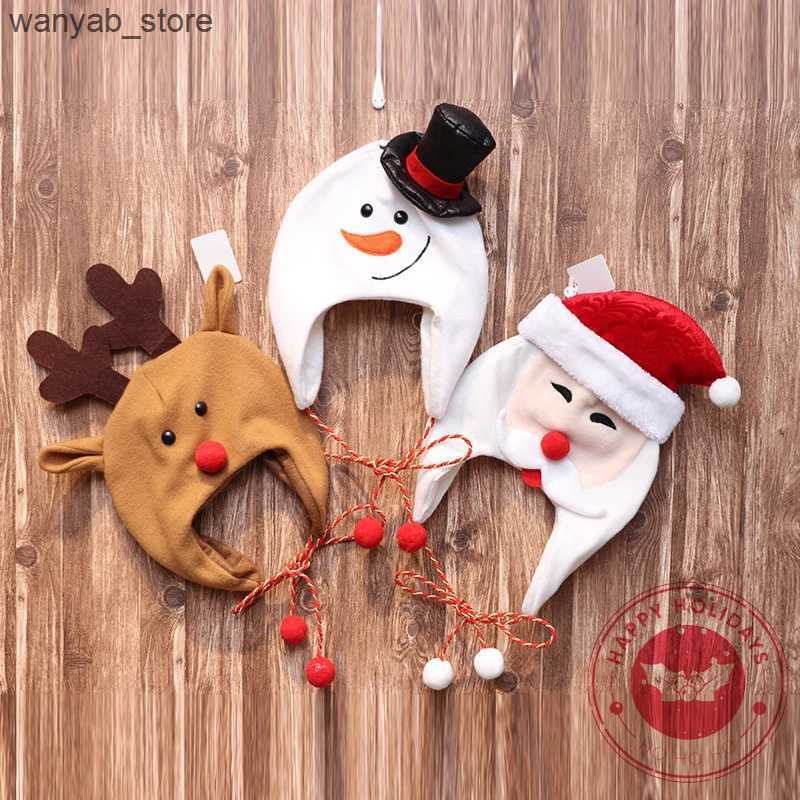 Wide Brim Hats Bucket Hats 2023 Christmas Hat Christmas Tree Hat Decoration Adult Childrens Hat Childrens Brushed Cloth Long Rope Cartoon Snowman Elk 
