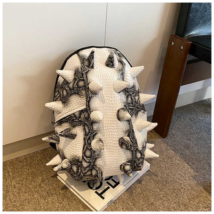 Trendy, fashionable cool PU three-dimensional hedgehog backpack with quirky personality and creative trendy brand sea cucumber riding backpack 241115