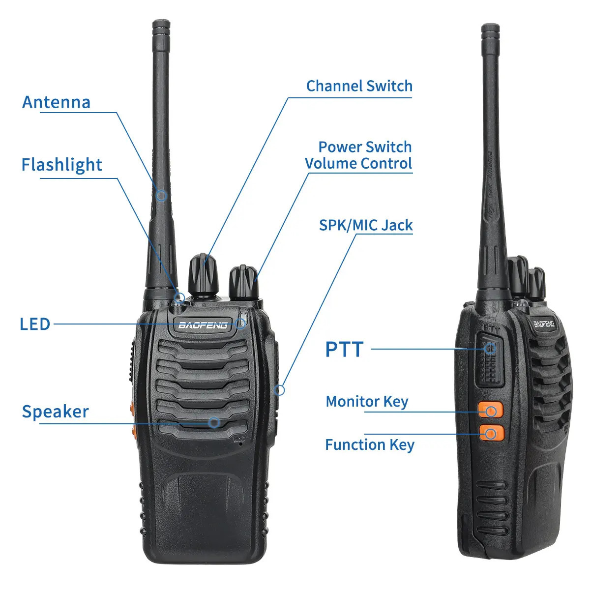 4/2/1PCS Baofeng 888S walkie talkie BF-888S 10W ham two-way radio unit UHF 400-470MHz 16CH walkie talkie transceiver USB charger 241106