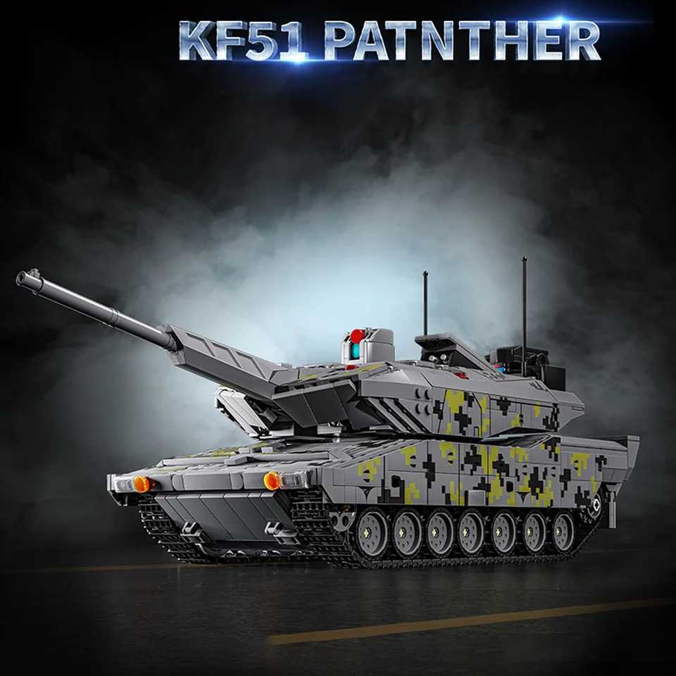 Blocks 2235 pcs+Black Panther KF51 new generation main battle tank large particle component building block toy creative collectiblesY241106FES4