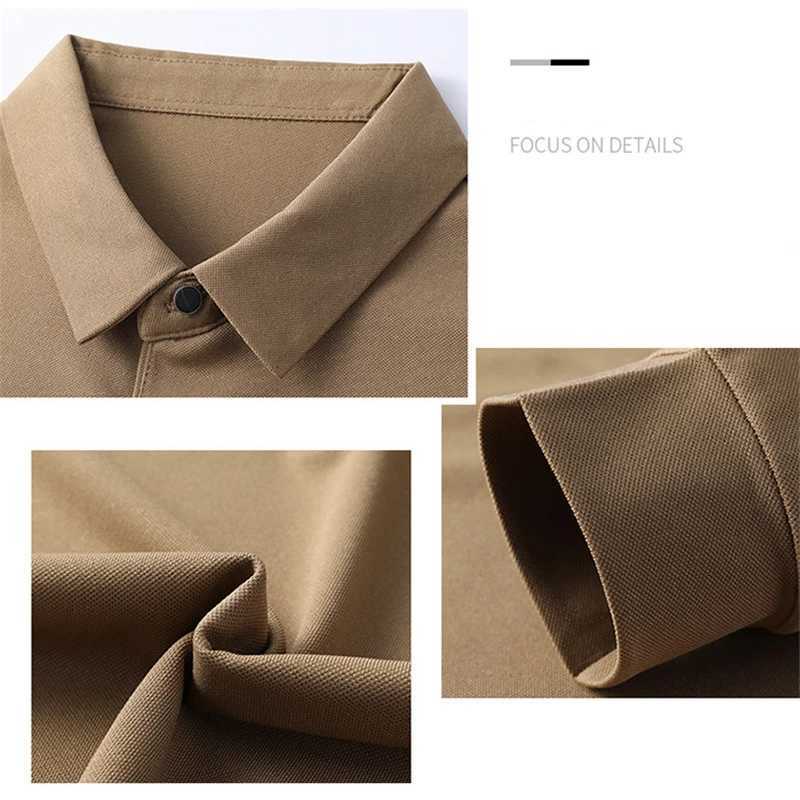 2024 autumn solid mens shirt long Sve collar clothing casual business T-shirt fashionable mens top W241106