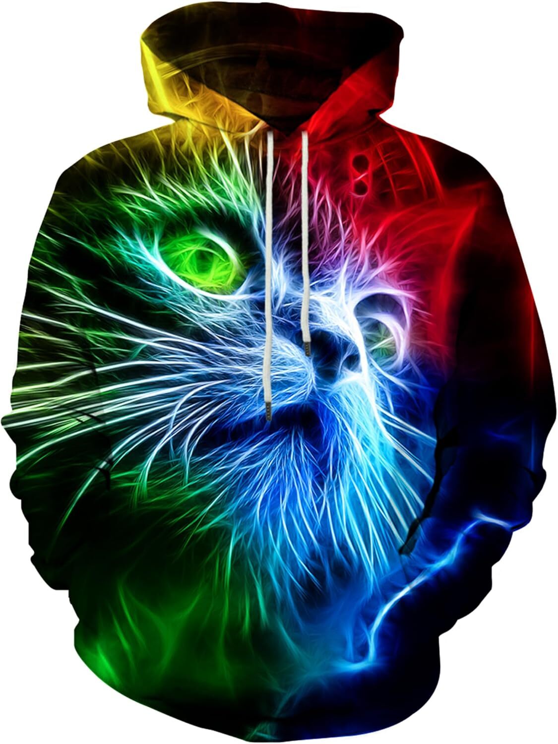 Hoodie for Mens Womens Unisex 3D Printed Hooded Sweatshirt Casual Pullover Hoodie with Big Pockets Graphic Colorful Cool Kitty