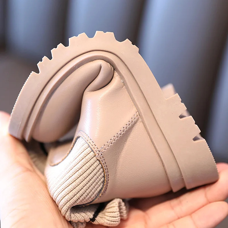 Girls Warm Boots Autumn Winter Plush Princess Knitted Short Boot Cute Sweet Style Stringy Selvedge Children Shoes botas 241106