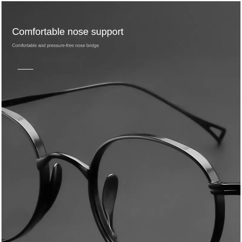 Quality Pure Glasses Frame Men Retro Round er Eyewear Male Women Optical Prescription Eyeglasses Frames 241105