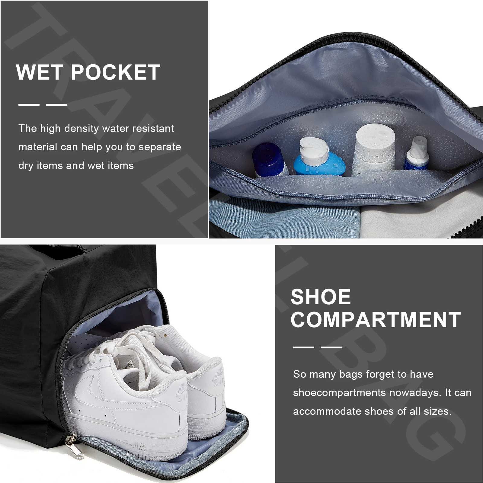 Waterproof swimming fitn bag Sports Yoga bag Womens dry and wet separation lightweight short trip bag washab fabricXJ241106