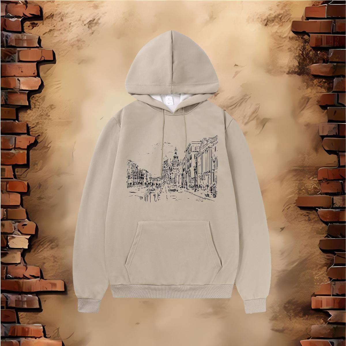 2024 New Mens Hoodie Warm Couples Hoodie DIY Logo Oversized Pullover Hoodie Hip Hop Breathable 350g Cotton