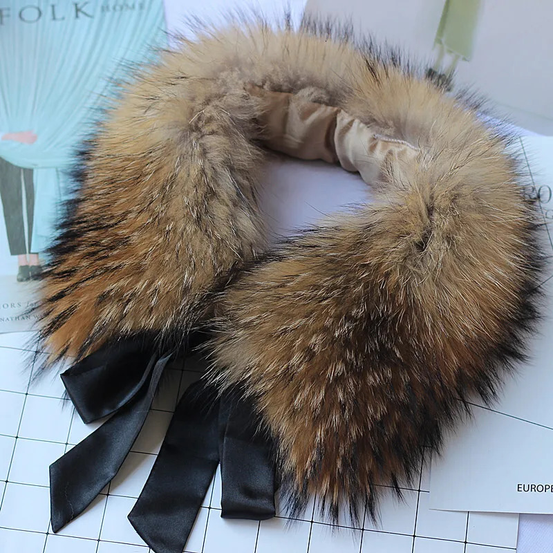 Raccoon fur collar womens winter coat hood decoration fur collar fashionable warm coat shawl natural raccoon fur scarf collar warm 241106