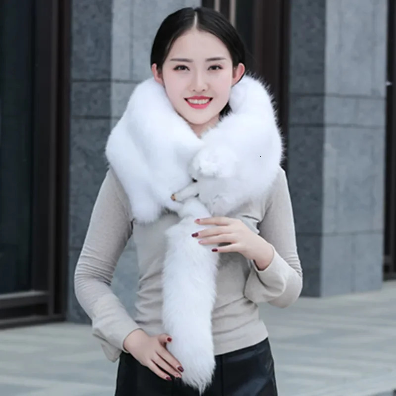 Winter Warm Big True Fox Fur Collar Natural Fur Coat Scarf Womens Jacket Hood Decoration Womens Collar Scarf Bag 241106