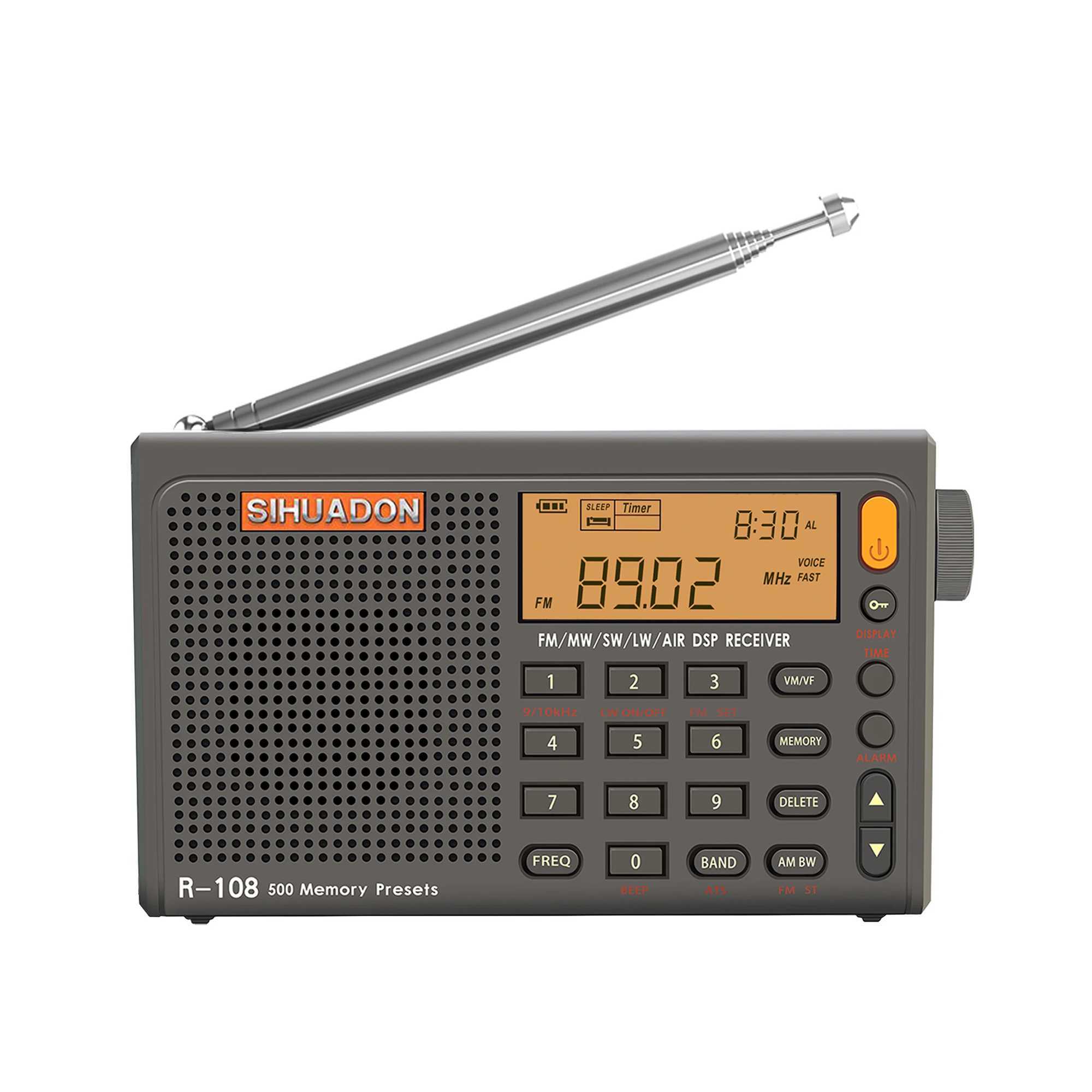 Radio Top R-108 Ra FM Stereo Digital Portable Ra AM SW Air Ra Receiver Al Function Display Clock Temperature Speaker Z241106
