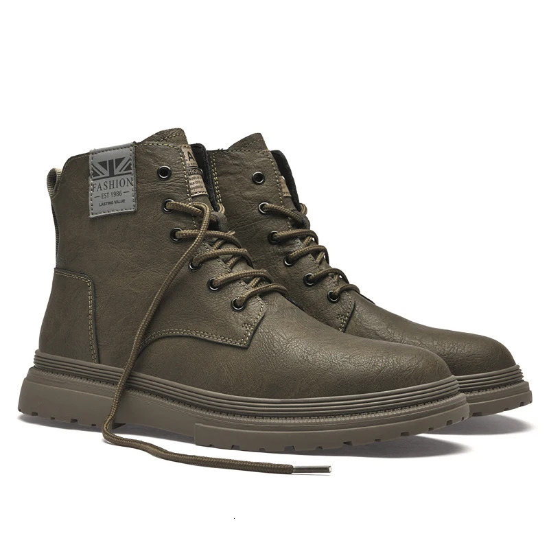 2025 New Genuine Leather Men's Winter Designer Warm Deert Men's Plush Snow Large Ankle Boots Outdoor Leisure Work High Top Shoes