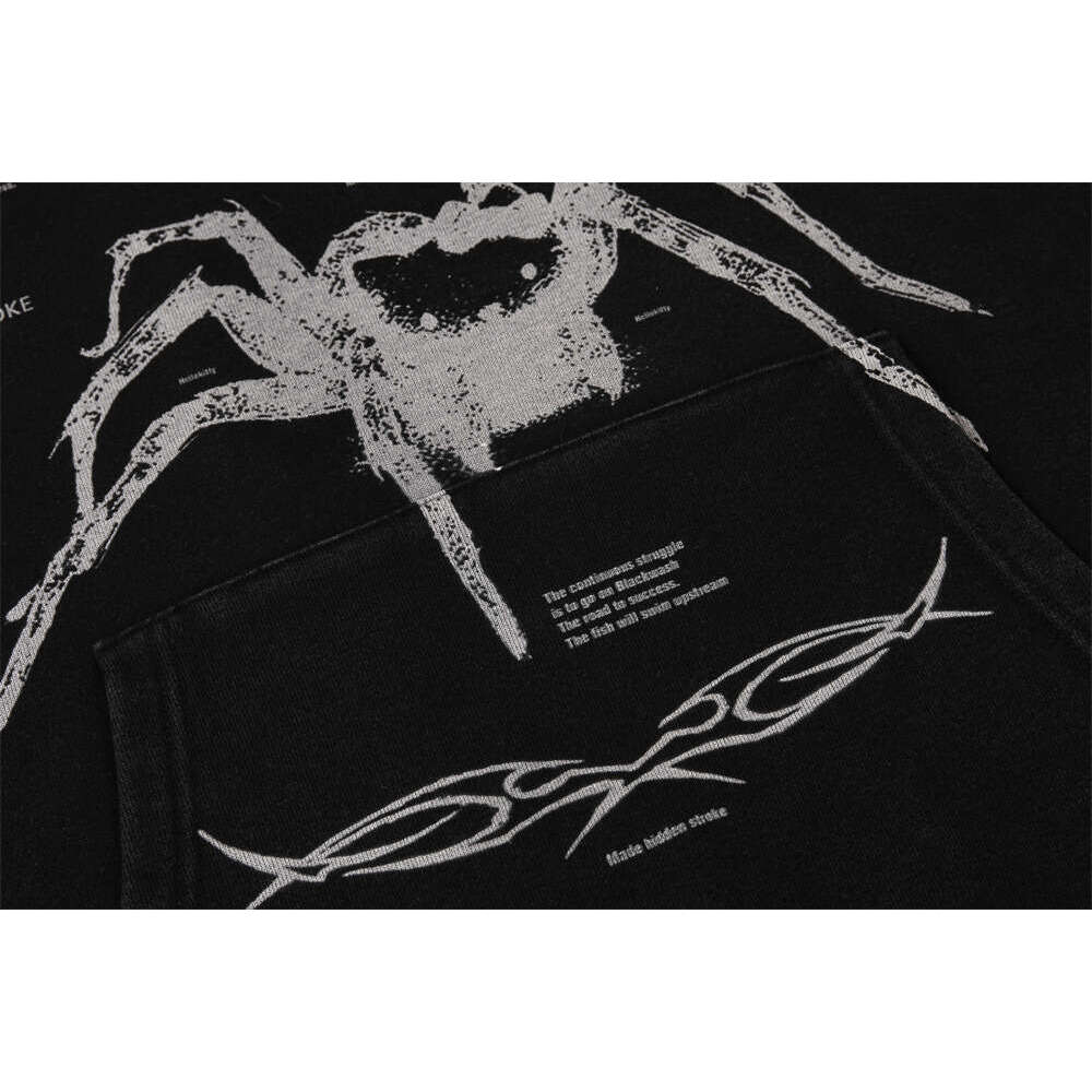 shanshi spider hoodie Dark Spider Printed with Velvet Winter Loose 430g Cotton Hoodie Trendy Men's Wear hoodie