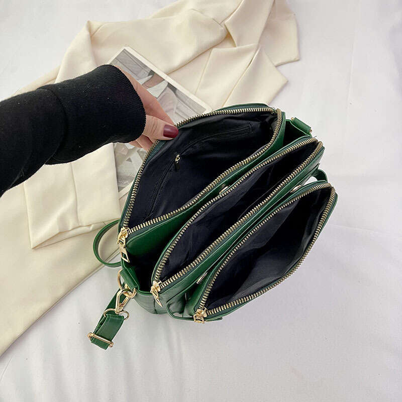 Designer Bag Retro Soft PU Leather Solid Shoulder Bags Luxury Multi-Layer Crossbody Bag Messenger Pouch Purse Wallet Decor