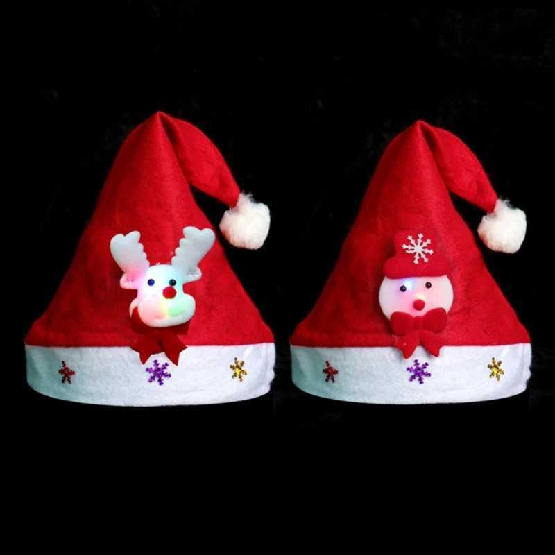 Wide Brim Hats Bucket Hats Holiday Decor LED Light up Christmas Hats Eye Catching Led Flashing Plush Hat L240910