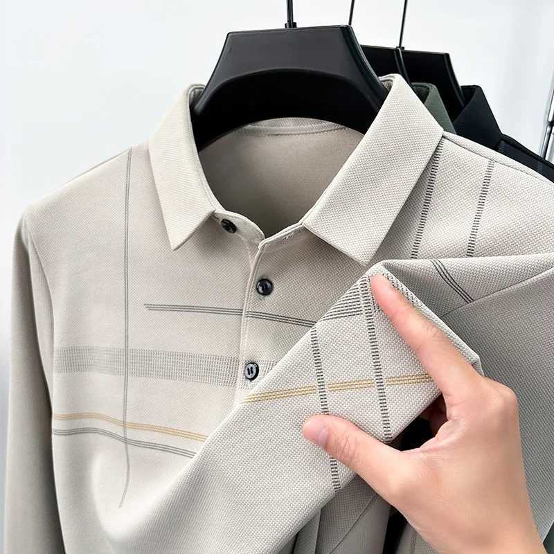 New mens business casual long Sved printed shirt fashionable breathable and comfortable Versatile Top for All Seasons W241106