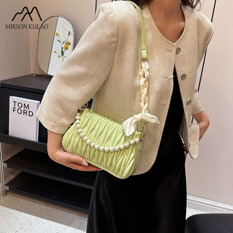 Korean Design O Small Pearl Handbag For Women With A Foreign Style Texture All Draped Chain Single Shoulder Crossbody Bag