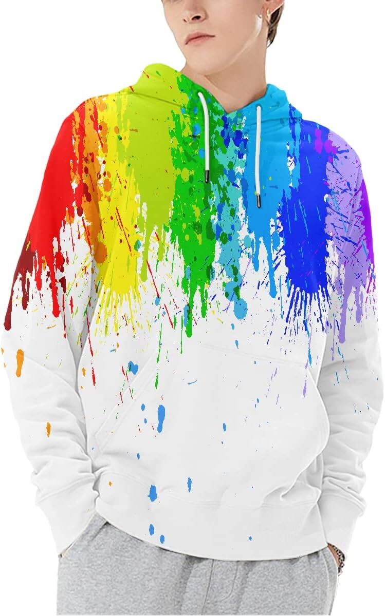 Hoodie for Mens Womens Unisex Graphic Print Hoodies 3D Colorful Novelty Design Long Sleeve Sweaters with Pocket Graphic Fashion Color