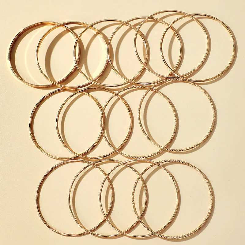 14 piece set of smooth stainless steel bracelets for fashion jewelry accessories gifts 2023 new X241106