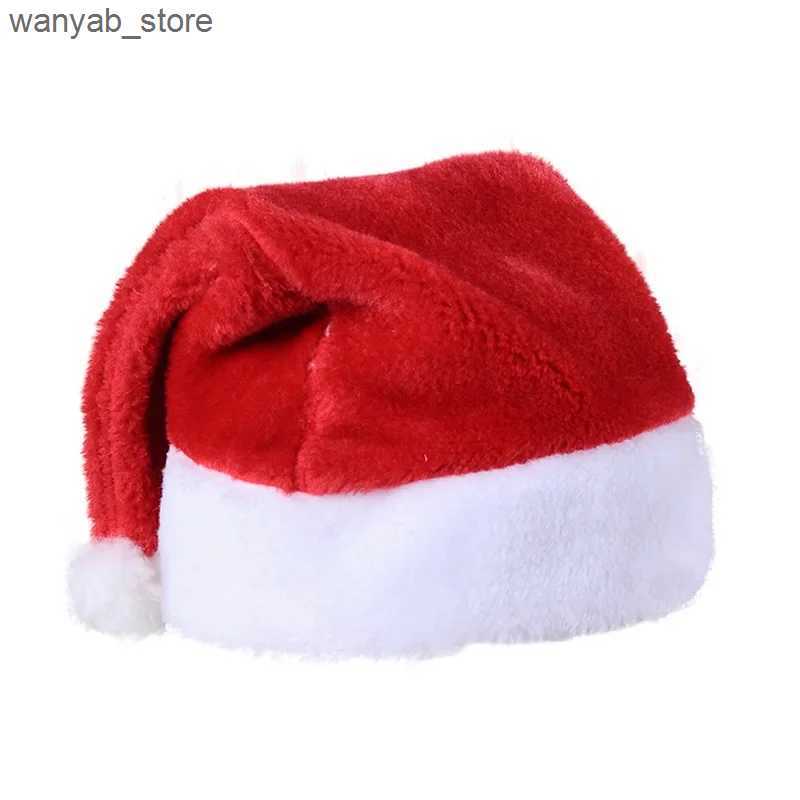 Wide Brim Hats Bucket Hats High Quality Christmas Xmas Soft Hat Santa Claus Red Short Plush Noel Hat Merry Christma Decor Gift Happy New Year 2023 L24