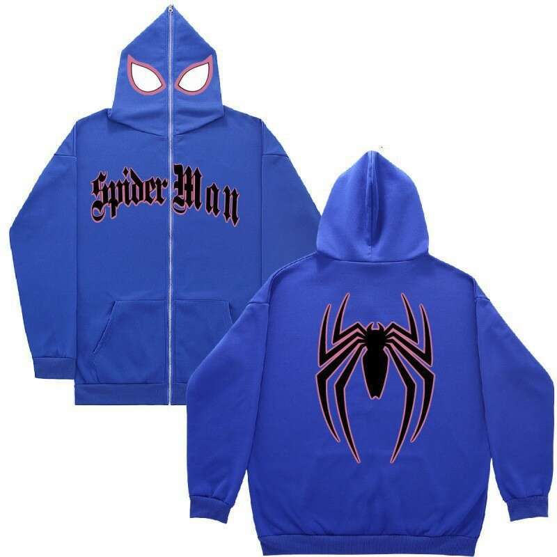 shanshi spider hoodie Y2K Gothic Spider Printed Full Zipper Hoodie Streetwear with Velvet Loose Hip Hop Clothing Top for Men hoodie