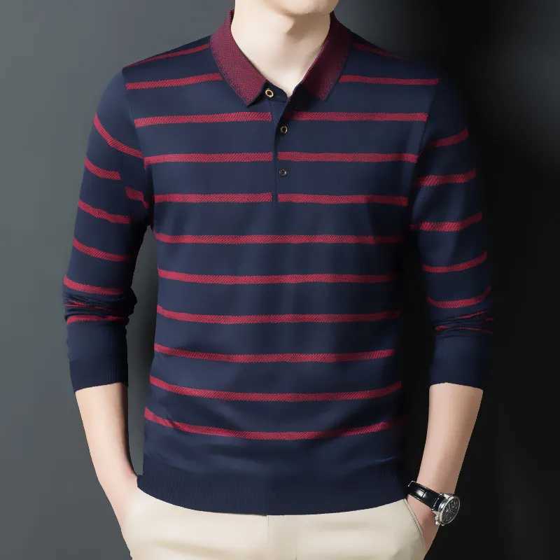 Cotton mens shirt long Sve autumn striped collar shirt mens loose fit shirt Korean clothing top W241106