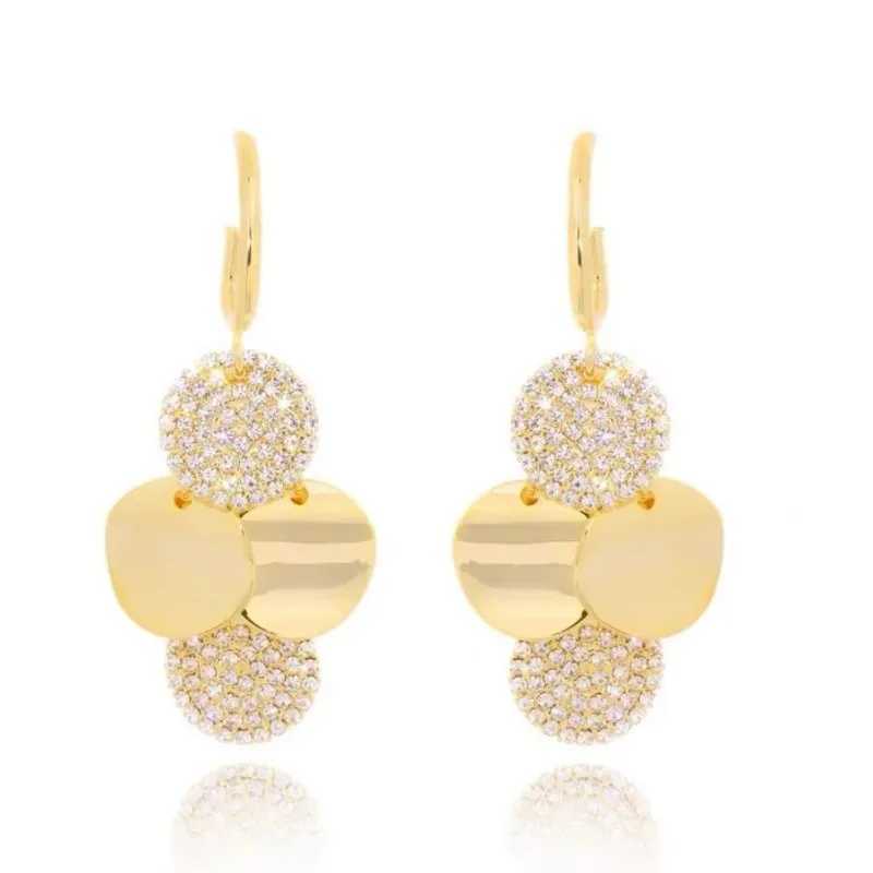 High quality Geely stainless steel circular pendant earrings used for jewelry gold crystal zircon ring earrings jewelry X241106