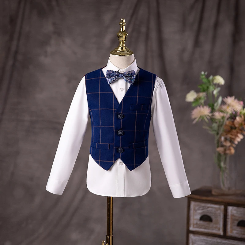 Flower Boys Wedding Suit Children Birhtday Pograph Dress Kids Fromal Blazer Set School Child Graduation Performance Costume 241106