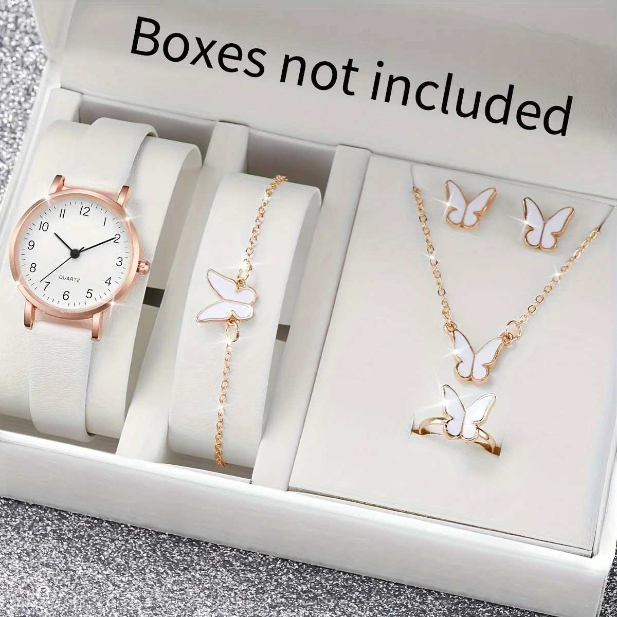 6 pieces/set of Wens watches casual round hands quartz watches simulated PU leather watches and jewelry sets as a gift for M X241106