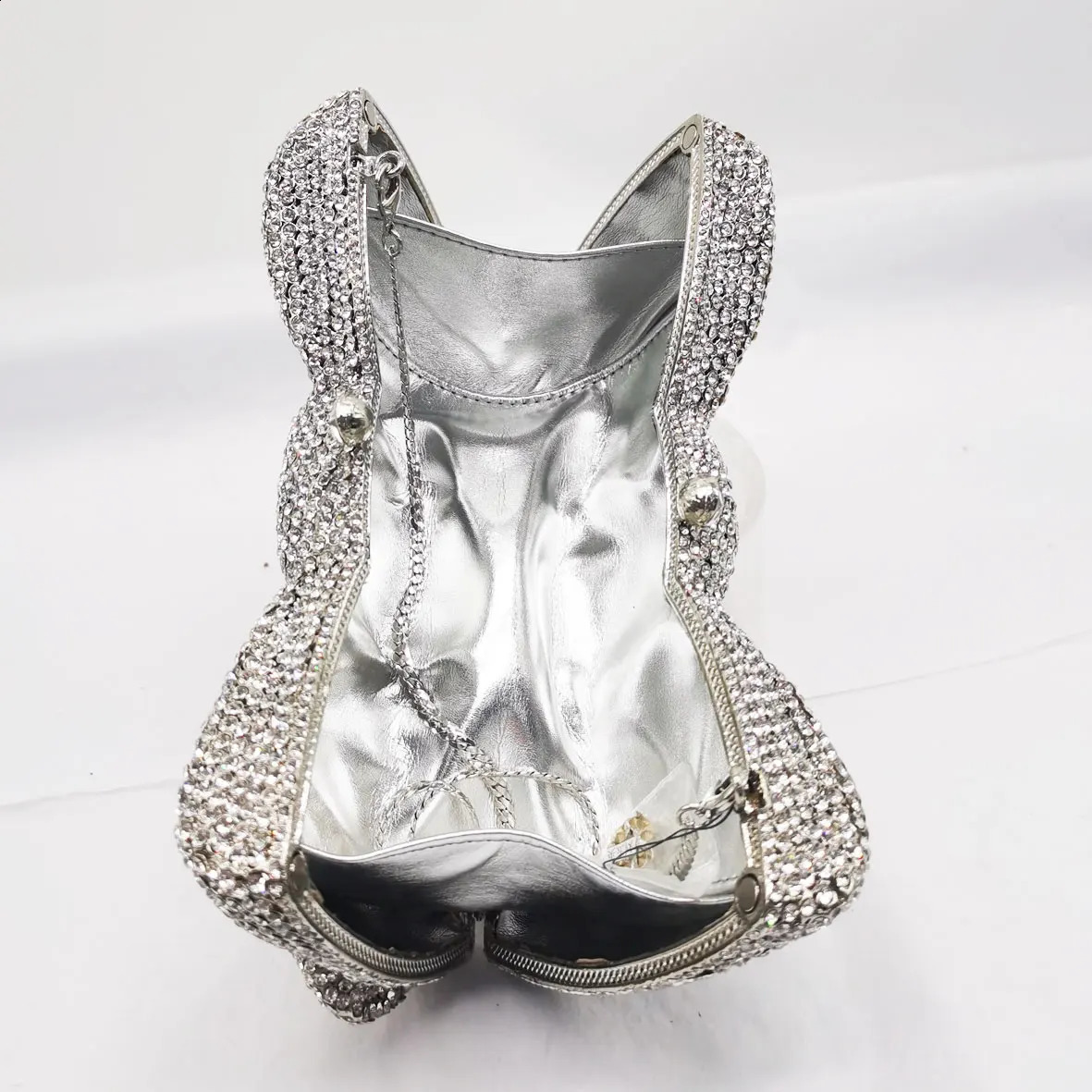 KHNMEET Novel Bow Clutch Crystal Night Bag Silver Bow Water Diamond Womens Handbag Wedding Party Wallet SM95 241031