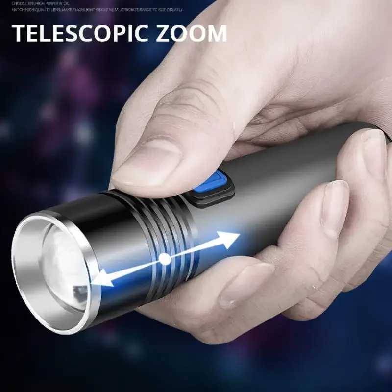 Rechargeable LED UV Flashlight Ultraviolet Torch Zoomable Mini 395nm UV Black Light Pet Urine Stains Detector Scorpion HuntingXJ241106