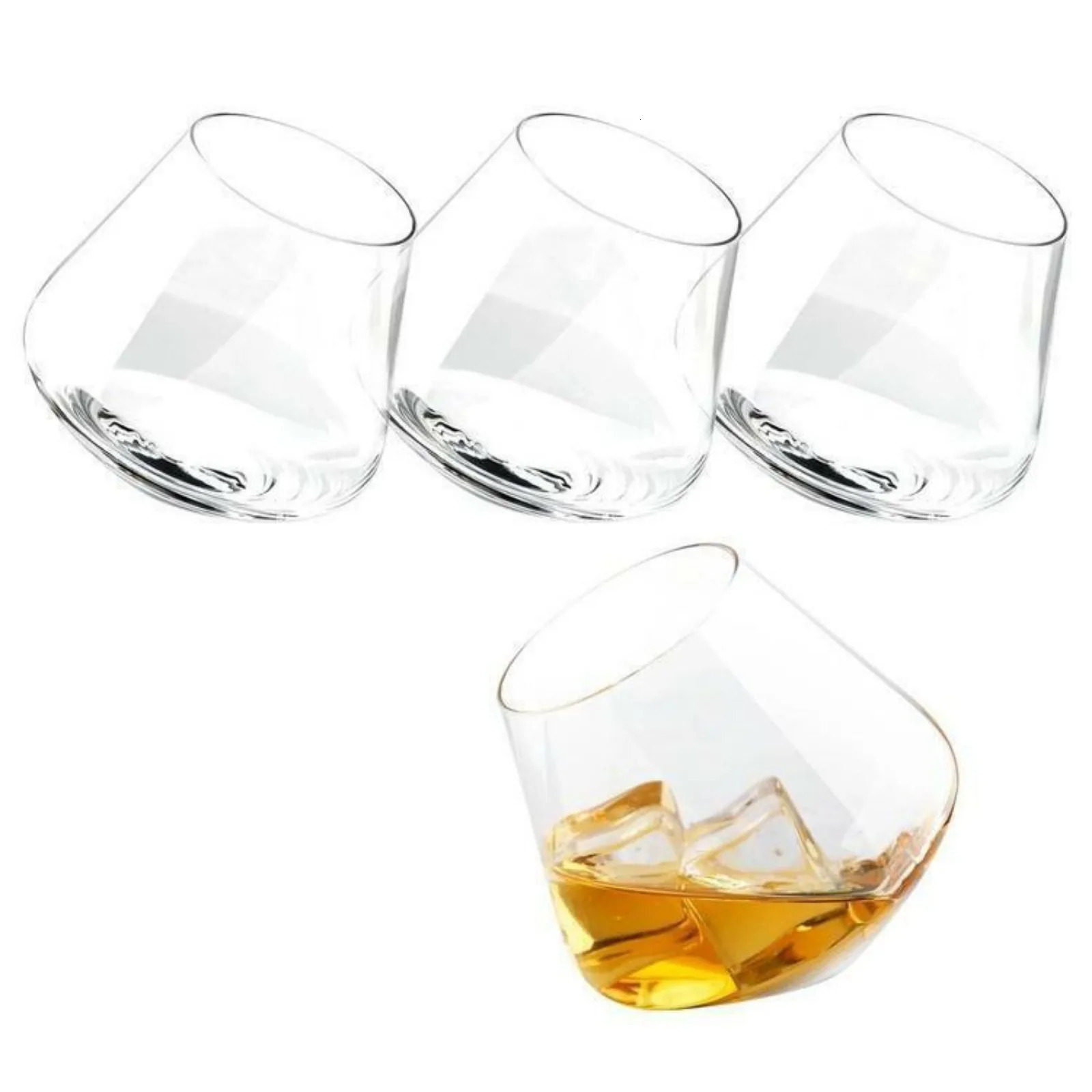 Tilted Crystal Whiskey Old Fashioned Scotch Bourbon Tumbler Glasses Set of 4 United States 241106