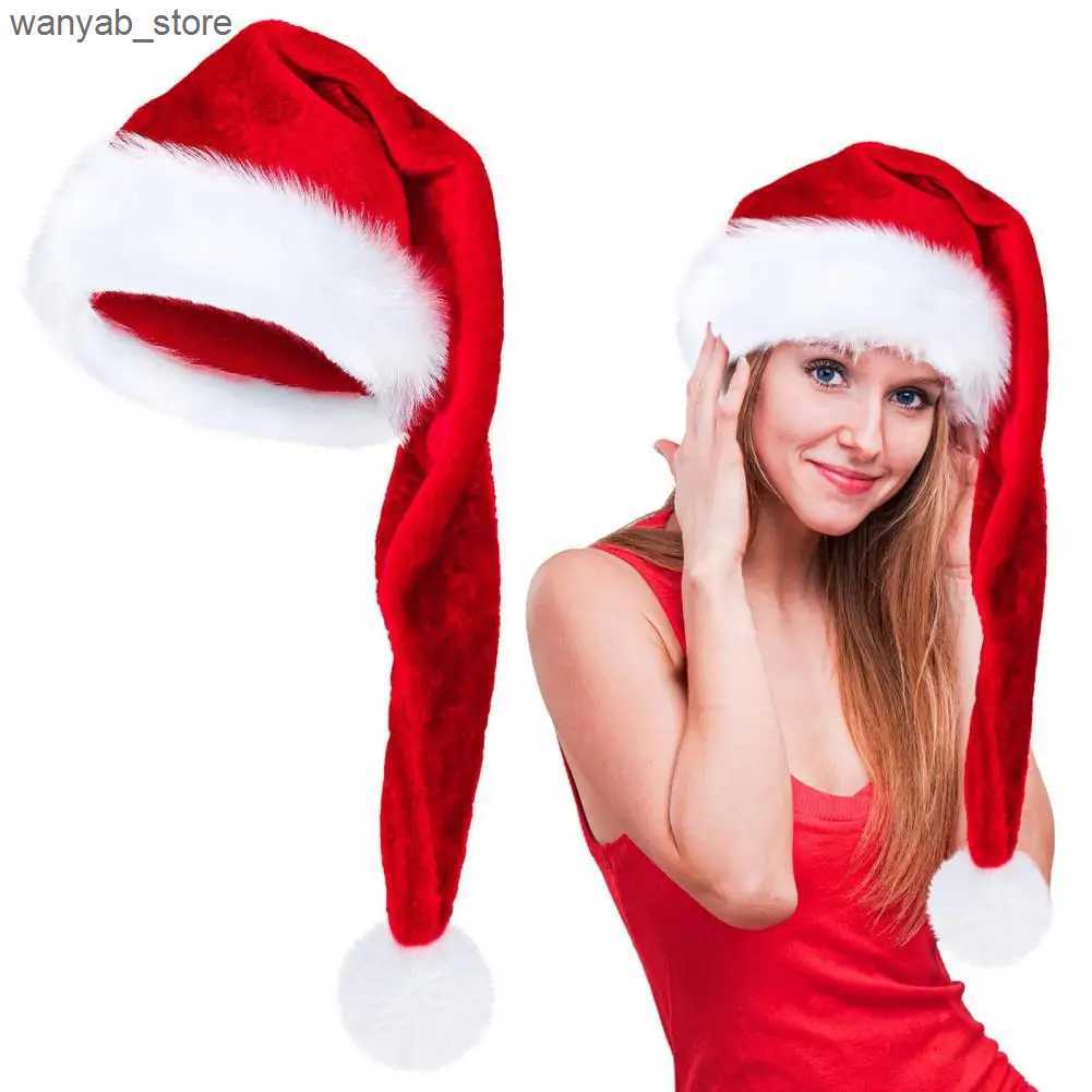 Wide Brim Hats Bucket Hats Adult Size Santa Hat Winter Warm Santa Hat for Adults Long Xmas Velvet Costume for Christmas Parties Stage Performance Keep