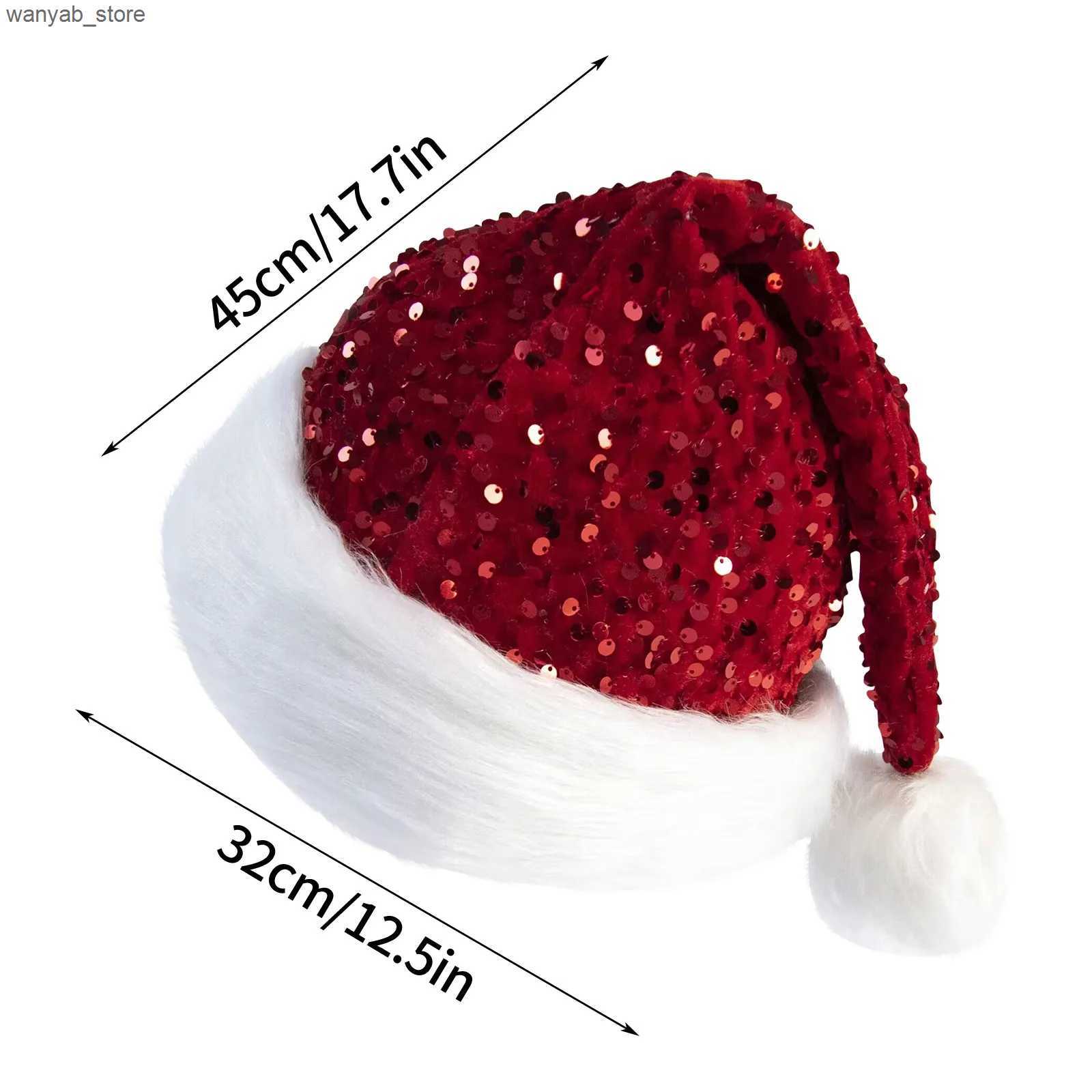 Wide Brim Hats Bucket Hats Christmas Decoration Atmosphere Red Double-Layer Sequin Sea Style Plush Hat DecoraO Natal 2024 Suministros Para Fiestas L24