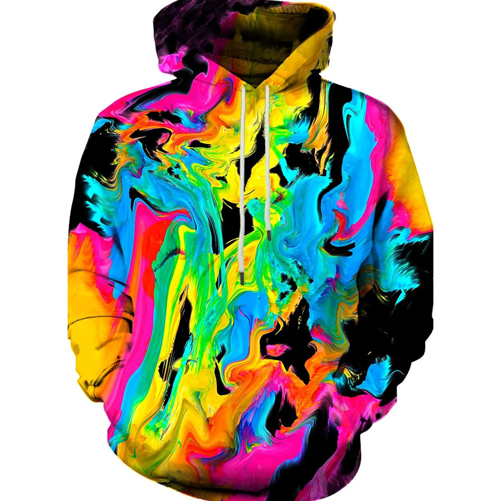 Hoodie for Mens Womens 3D Fashion Long Sleeve Pullover Hooded Sweatshirt Top with Pocket Graphic Fashion Color