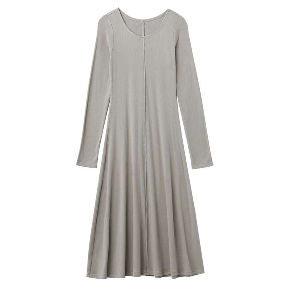 CHIC VEN Korean Women Dresses Solid Sleeve New Round Neck Long Dress A E Bottom Skirt Autumn Spring 2023