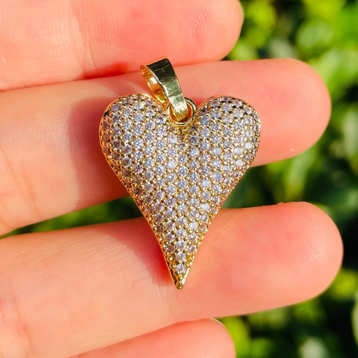 5pcs Miniature Zirconia Pave 3D Heart Talisman Bling Exquisite Womens Pendant Necklace Jewelry Handmade Looking for Wholesale 241106