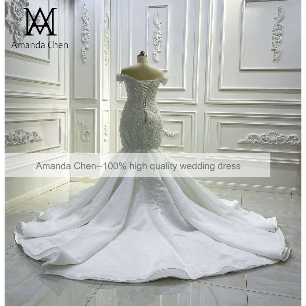 Off Shoulder Beaded Mermaid Wedding Dress