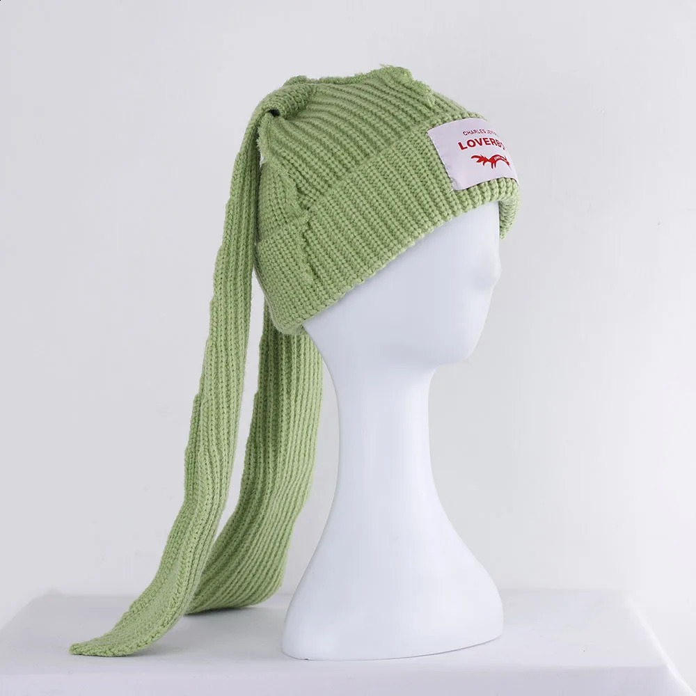 Winter Skullies Cute Women Long ears Hat Crochet Knitted Costume Beanie Hats christmas Gift Hiphop Cap 241105