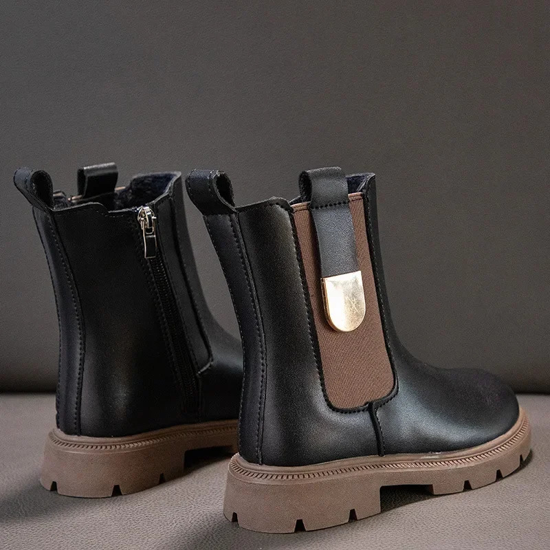 Winter Girls Boots Kids Shoes Girl Fall Fashion Chelsea Boots British Child Winter Warm Waterproof Boy Ankle Boots Size27-37 241106