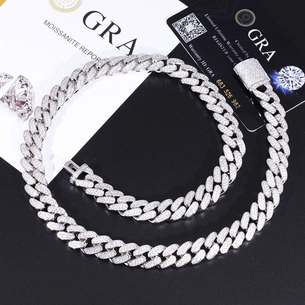Yu Ying Hiphop Jewelry Cuban Chain 2rows 12/19mm Wide S Vvs Bg Moissanite k Free shipping