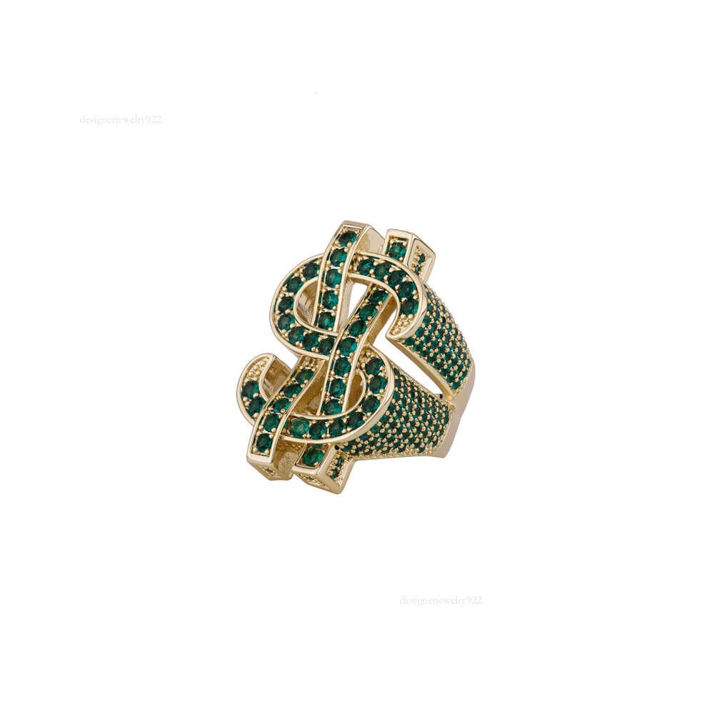Zircon filled with Moissanite ring out US dollar symbol hip-hop trendsetter men's ring gold jewelry men diamond ring