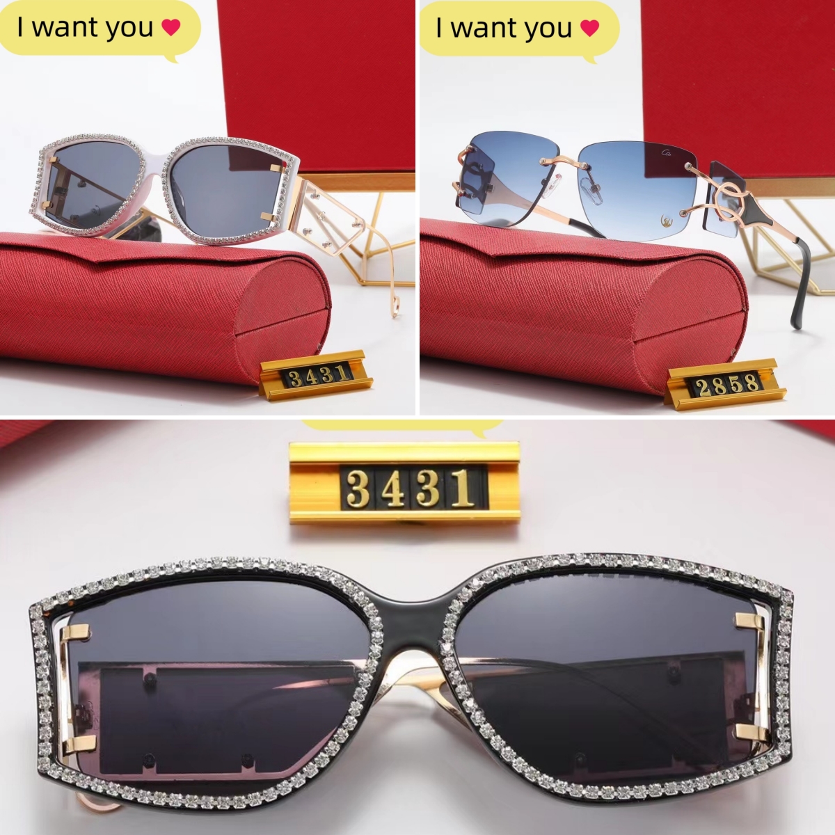 Luxury Designer Brand Sunglasses Designer jewel Sunglass High QualityBlack eyeglass Women Men Glasses Womens Sun glass UV400 lens Unisex