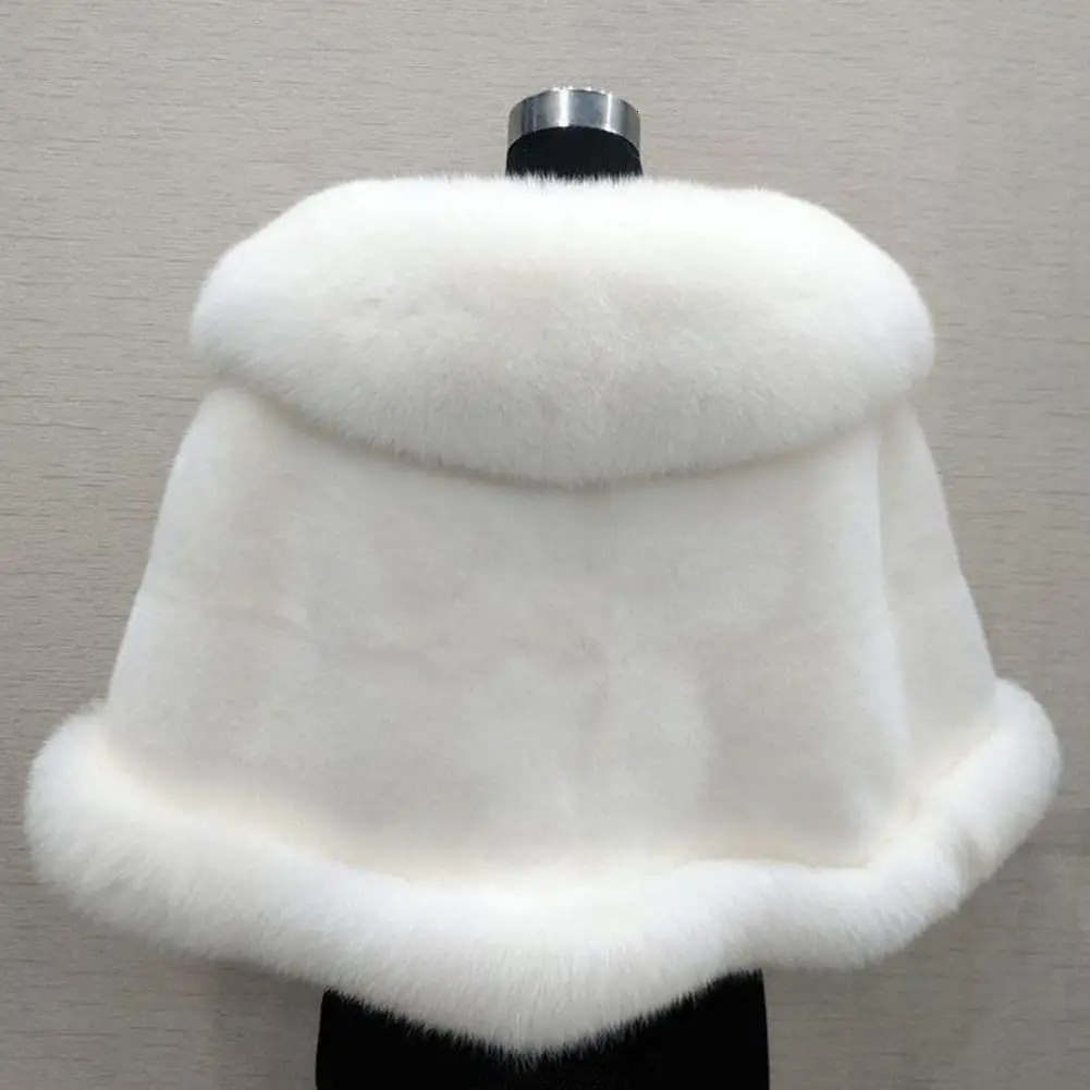Artificial fur shawl artificial rabbit collar winter shawl elegant bridal leather bag shawl plush warm shawl fluffy womens jacket 241106