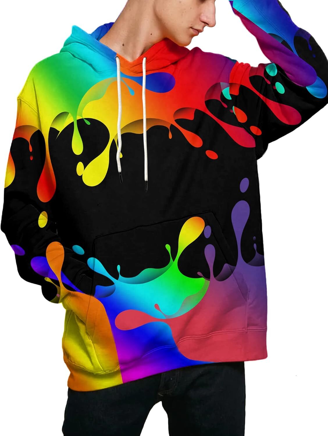 Hoodie for Mens Unisex 3D Printed Hooded Sweatshirt Casual Pullover Hoodie with Big Pockets Graphic Pullover Long Sleeve Warm and cool