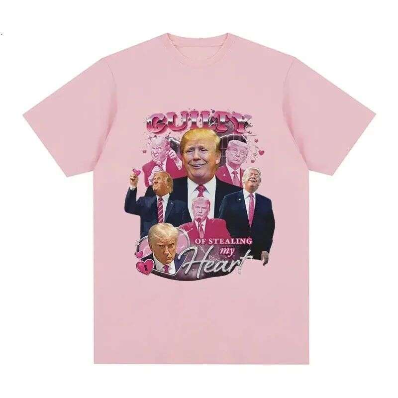 shanshi mens designer t shirt Interesting Donald Trump steals my heart guilty men's high-quality soft casual short sleeved T-shirt