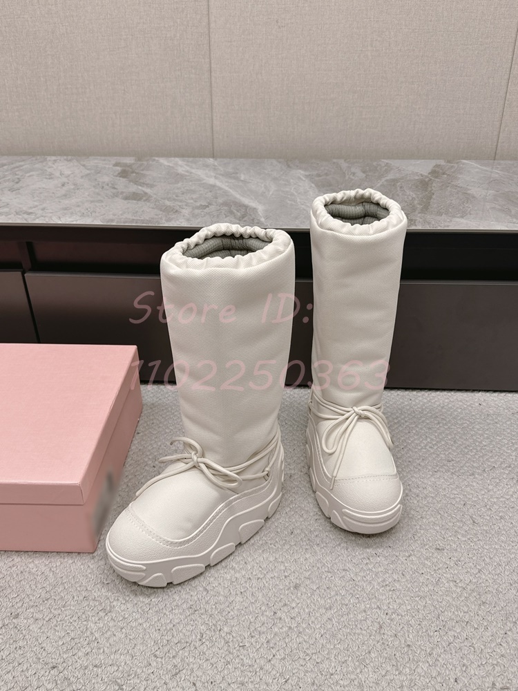 Cute Cross-Tied Warm Snow Round Toe Platform Height-Increase Waterproof Boots Women New Autumn Winter Fashion Shoes 2024