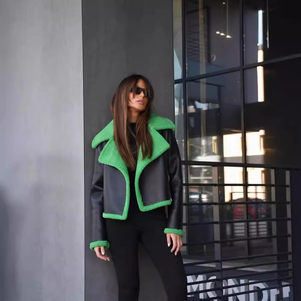 Women Fashion Solid Front Zipper Jackets Vintage Lapel Neck Long Sleeves Female Chic Lady Outfits 241104