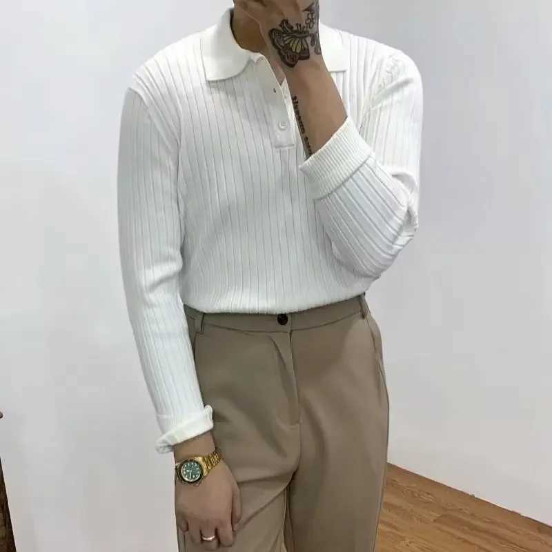 Mens autumn new long Sve knitted top youth fashion casual clothing loose button down sweater W241106