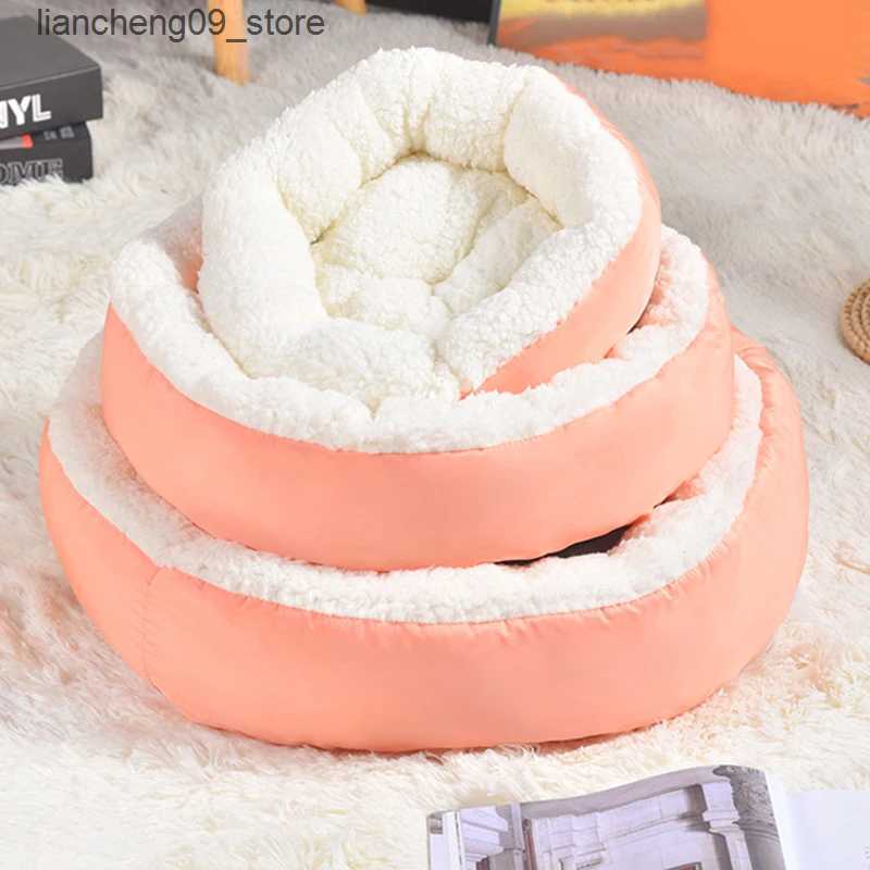kennels pens Pet dog bed warm house pink circular nest pet shelter suitable for small and medium-sized dogs cats puppies comfortable warm sleep basket